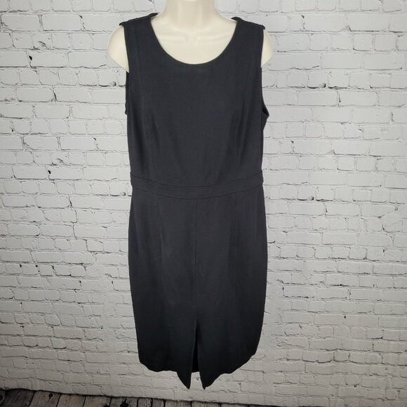 Talbots Black Sleeveless Sheath Stretch Zip Knee Length Dress Size 10P - Picture 1 of 11